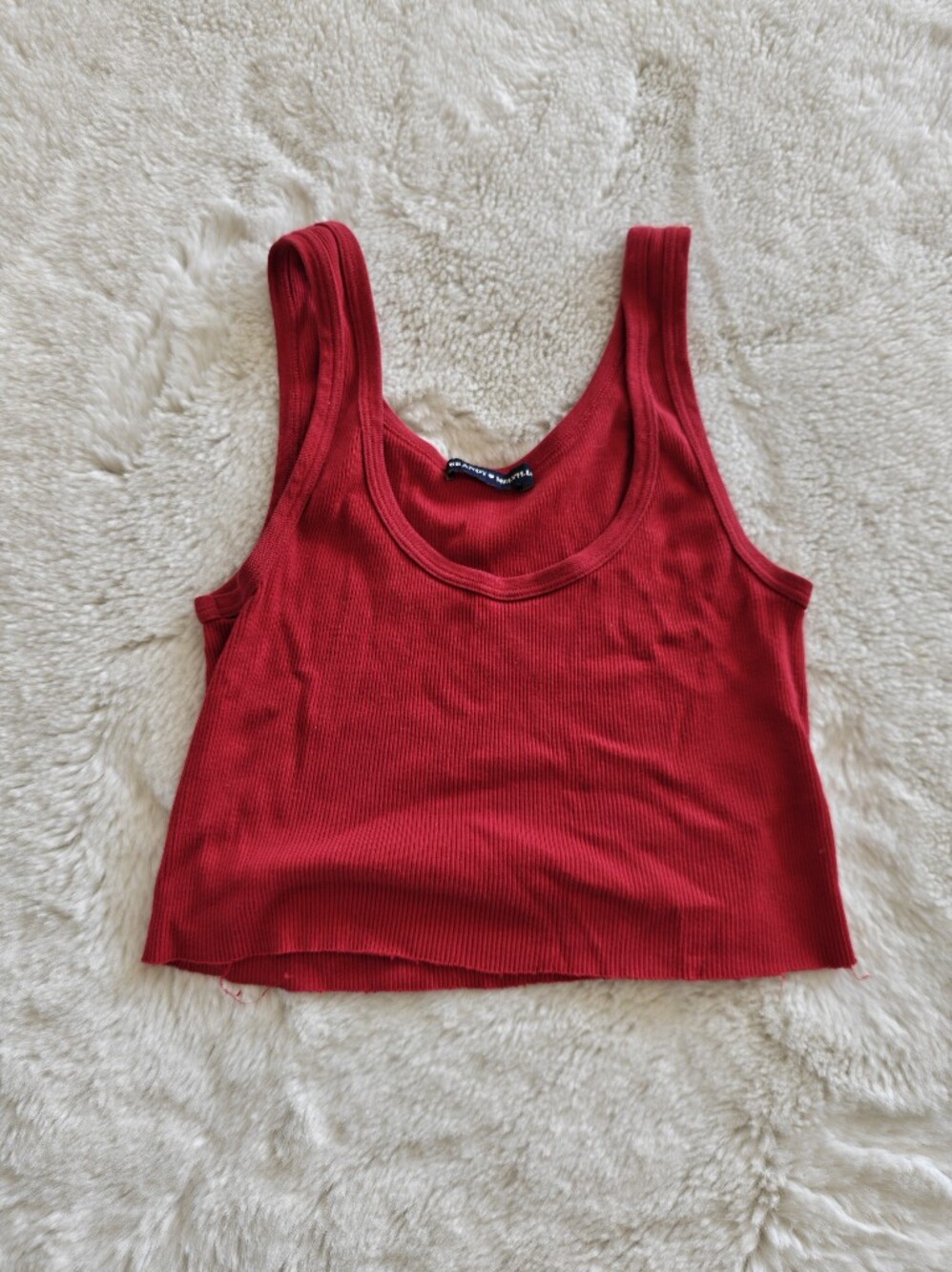 Brandy Melville Red Ribbed Scoop Tank
